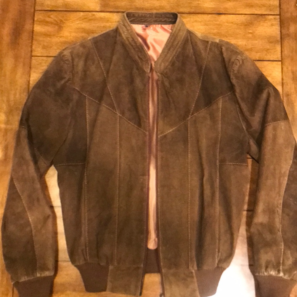 Vintage Unisex Suede Bomber Jacket